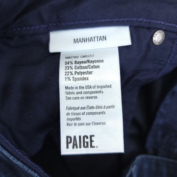 Paige Manhattan Jeans Blue Denim Dark Wash Mid Rise Womens Size 29x27 - Picture 10 of 10